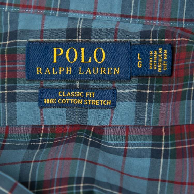 Pre Owned Polo Ralph Lauren Multicolor Checkered Cotton Classic Fit Button Front Shirt L