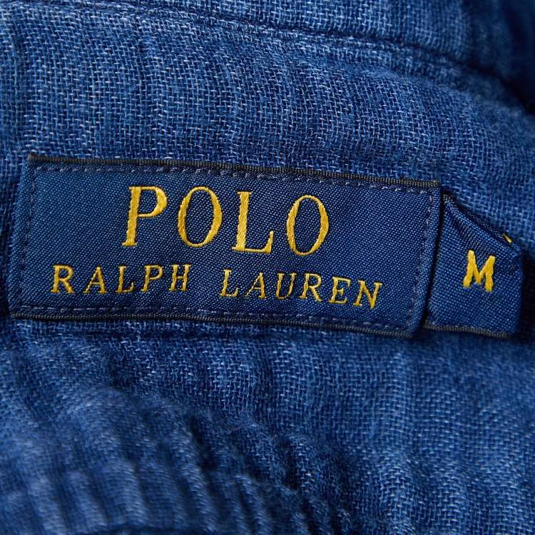 مملوكة مسبقًا Polo Ralph Lauren Blue Textured Cotton Button Front Shirt M