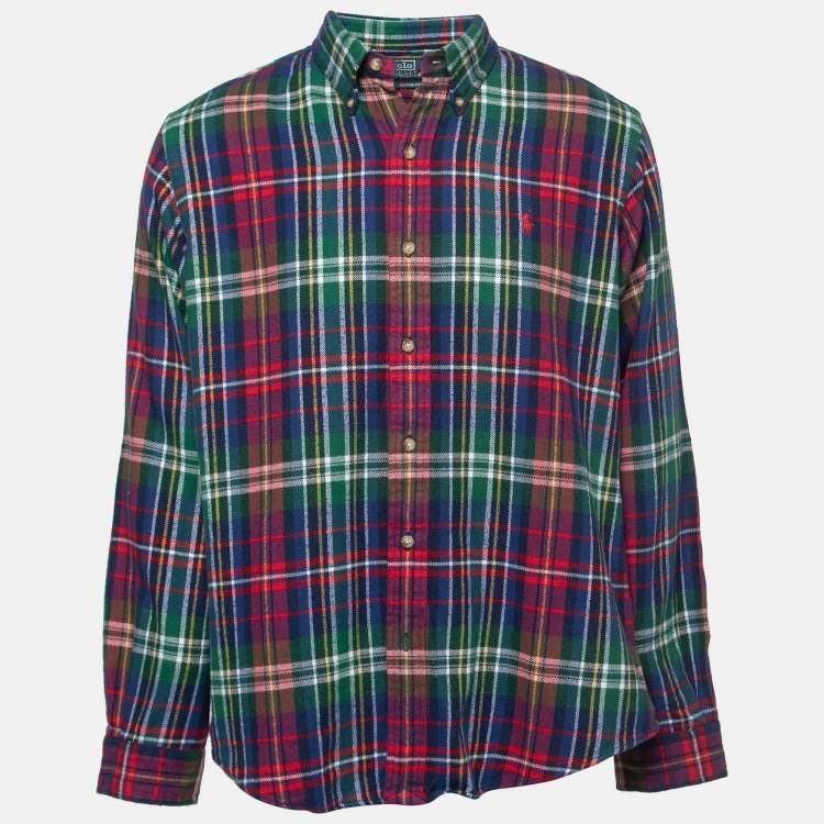 Pre Owned Polo Ralph Lauren Multicolor Tartan Cotton Custom Fit Shirt L