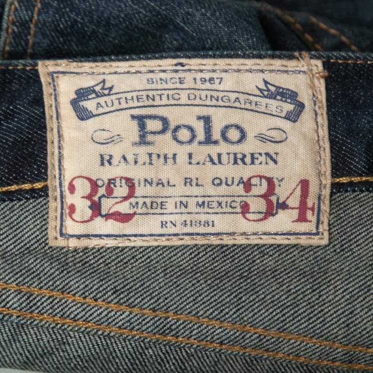 Pre Owned Polo Ralph Lauren Dark Blue Denim Straight Leg Jeans M Waist 32"