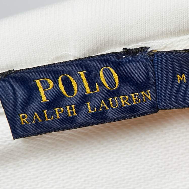 Pre Owned Polo Ralph Lauren White Embroidered Knit Hoodie M
