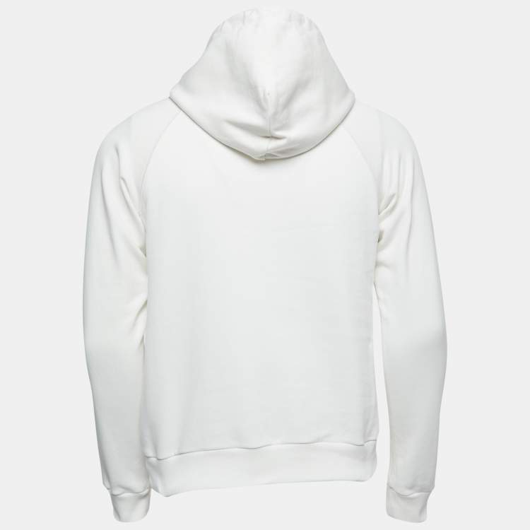 Pre Owned Polo Ralph Lauren White Embroidered Knit Hoodie M