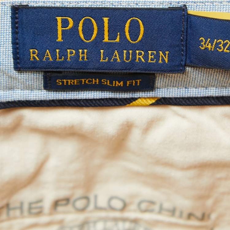 Pre Owned Polo Ralph Lauren Yellow Cotton Stretch Slim Fit Pants L