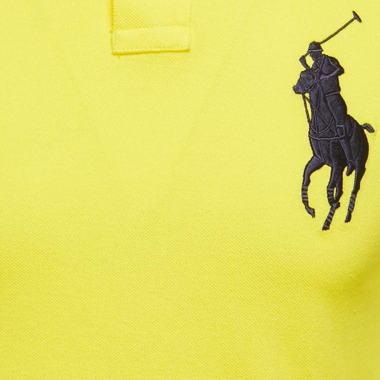 Pre Owned Polo Ralph Lauren Yellow Cotton Pique Custom Fit Polo T-Shirt S