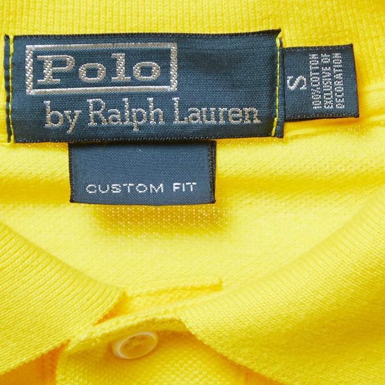 Pre Owned Polo Ralph Lauren Yellow Cotton Pique Custom Fit Polo T-Shirt S
