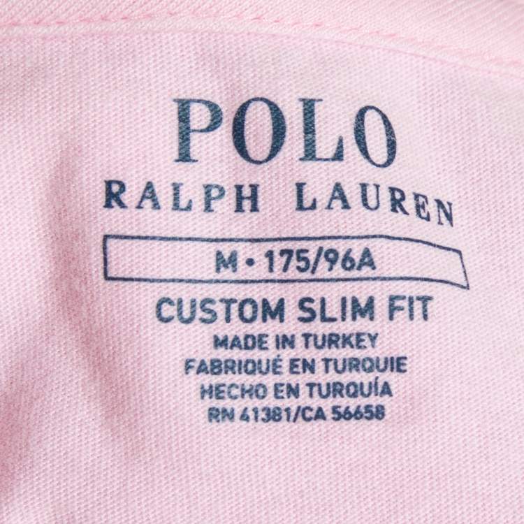 Pre Owned Polo Ralph Lauren Light Pink Cotton Custom Slim Fit Half Sleeve T-Shirt M