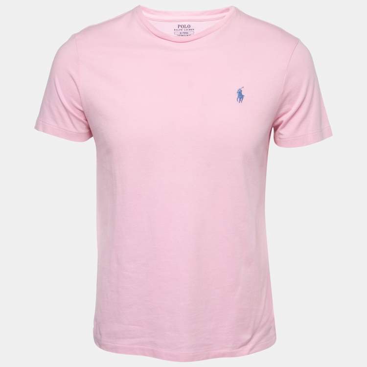 Polo Ralph Lauren Light Pink Cotton Custom Slim Fit Half Sleeve T-Shirt M Polo  Ralph Lauren