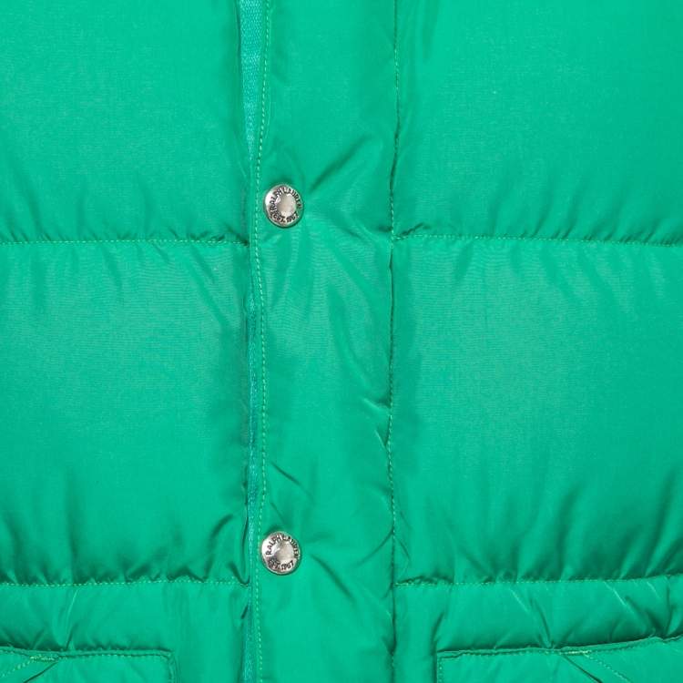 Pre Owned Polo Ralph Lauren Green Synthetic Sleeveless Hooded Down Jacket M