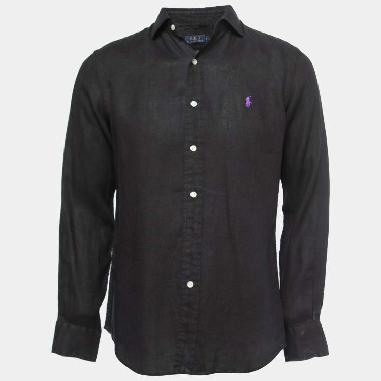 Polo Ralph Lauren Black Linen Full Sleeve Shirt S Polo Ralph Lauren ...