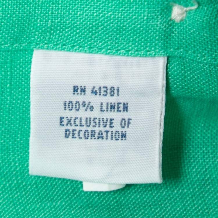 Pre Owned Polo Ralph Lauren Green Linen Button Front Shirt M