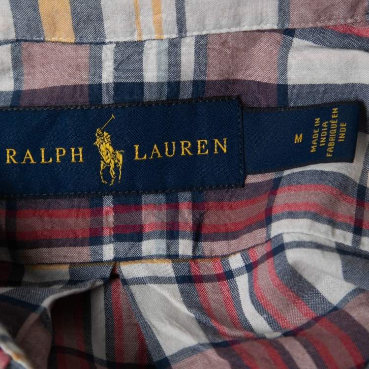 Pre Owned Polo Ralph Lauren Multicolor Plaided Cotton Half Sleeve Shirt M