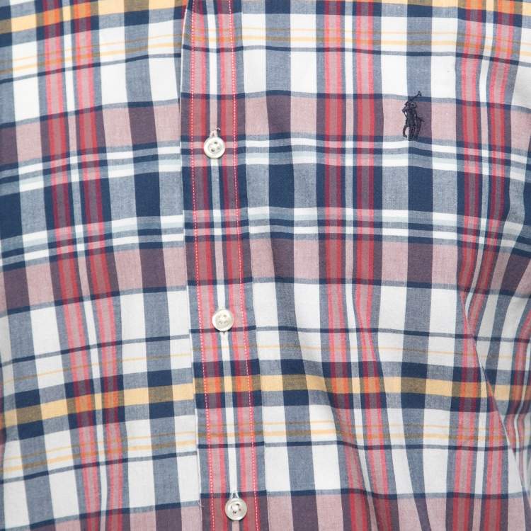 Pre Owned Polo Ralph Lauren Multicolor Plaided Cotton Half Sleeve Shirt M