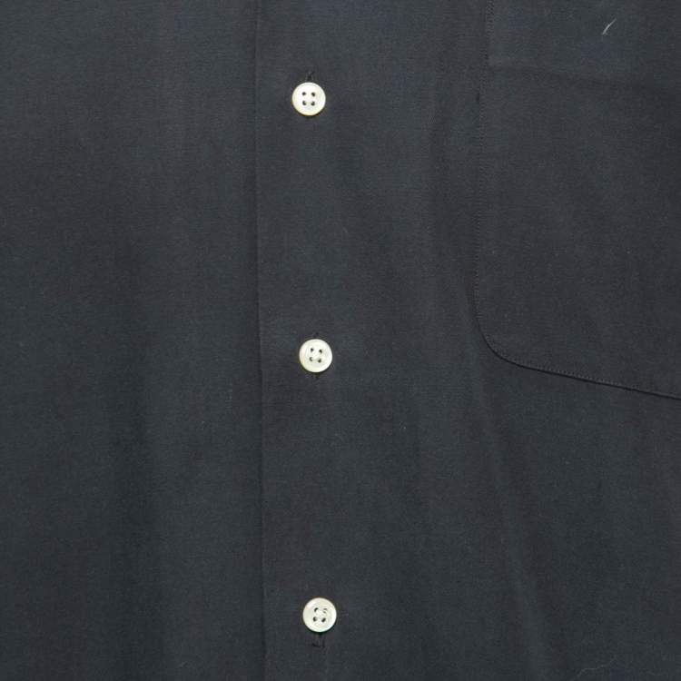 Pre Owned Polo Ralph Lauren Black Silk & Cotton Half Sleeve Shirt M