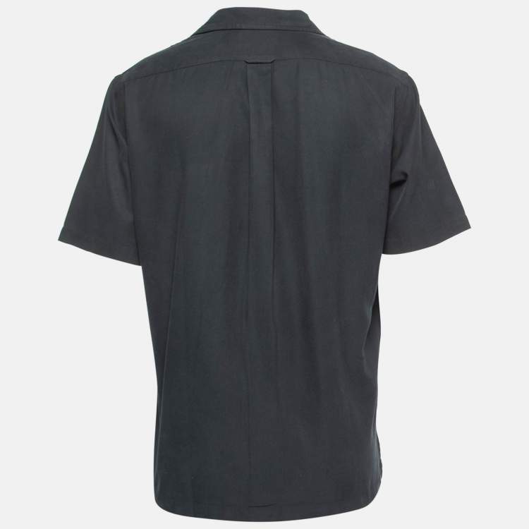 Pre Owned Polo Ralph Lauren Black Silk & Cotton Half Sleeve Shirt M