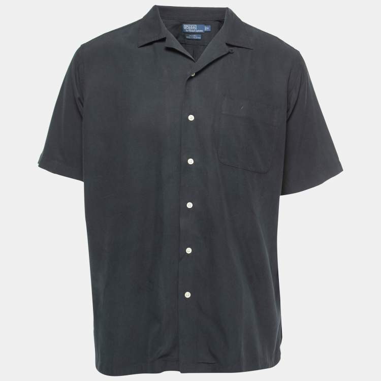 Polo Ralph Lauren Black Silk Cotton Half Sleeve Shirt M Polo Ralph Lauren The Luxury Closet