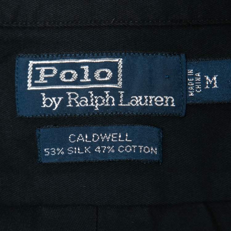 Pre Owned Polo Ralph Lauren Black Silk & Cotton Half Sleeve Shirt M