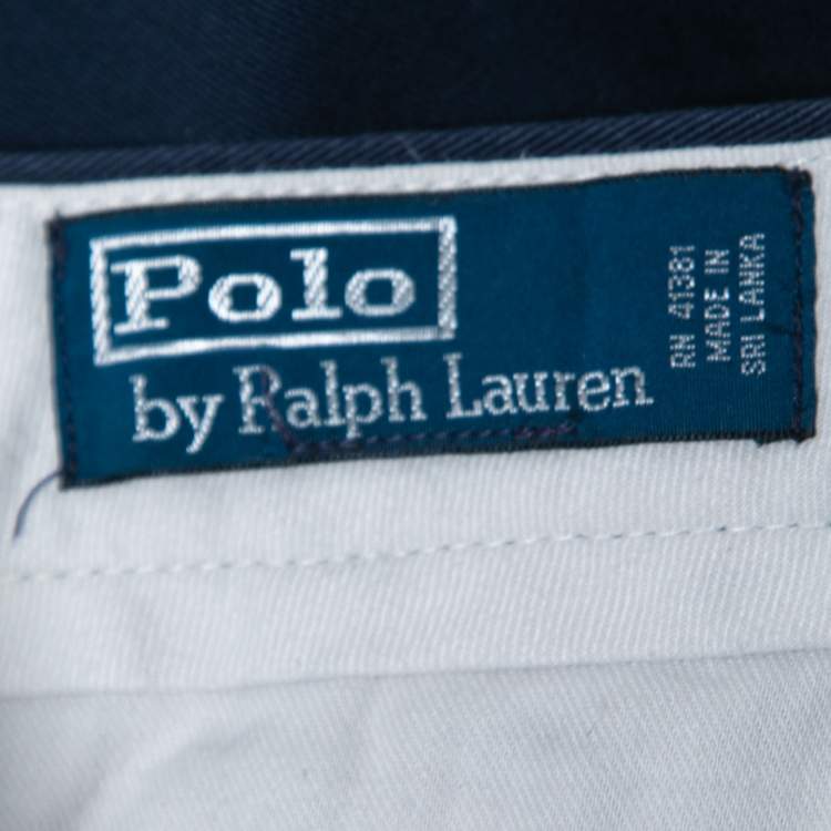 Pre Owned Polo Ralph Lauren Navy Blue Cotton Straight Fit Pants M