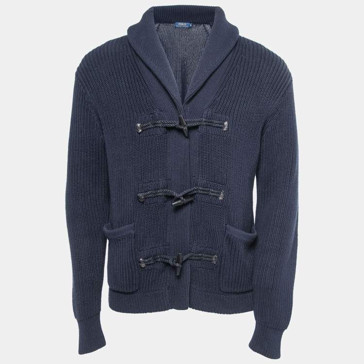 Pre Owned Polo Ralph Lauren Navy Blue Cable Knit Sweater M