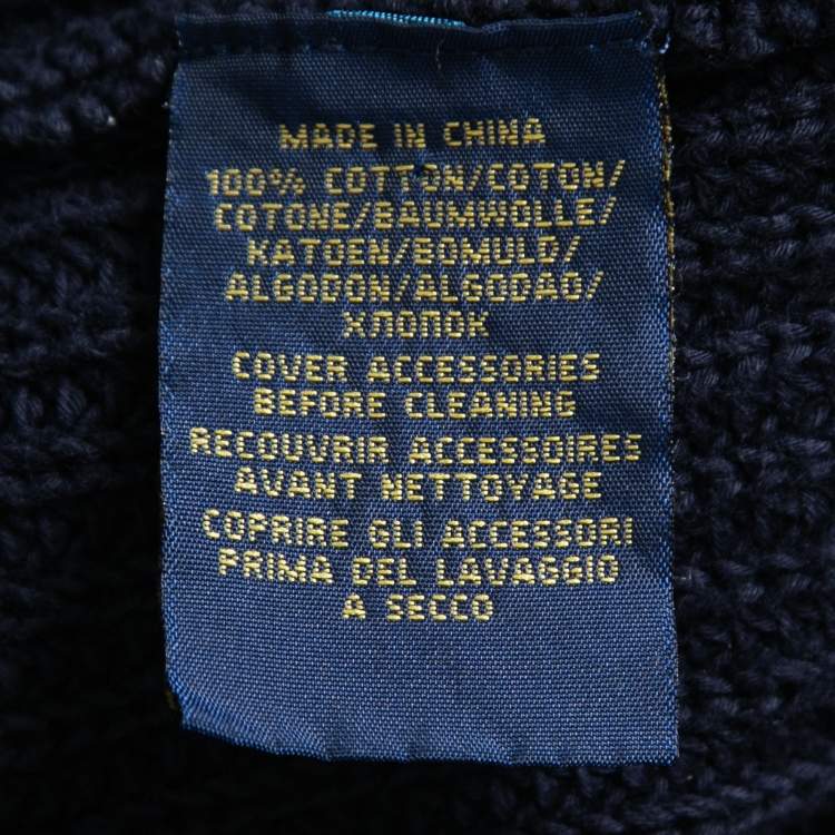 Pre Owned Polo Ralph Lauren Navy Blue Cable Knit Sweater M