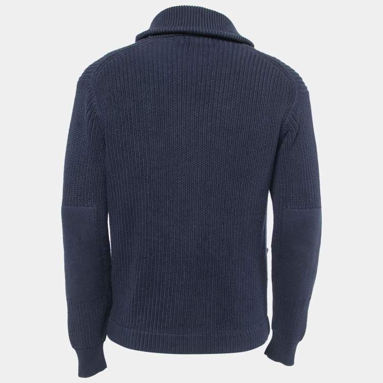 Pre Owned Polo Ralph Lauren Navy Blue Cable Knit Sweater M