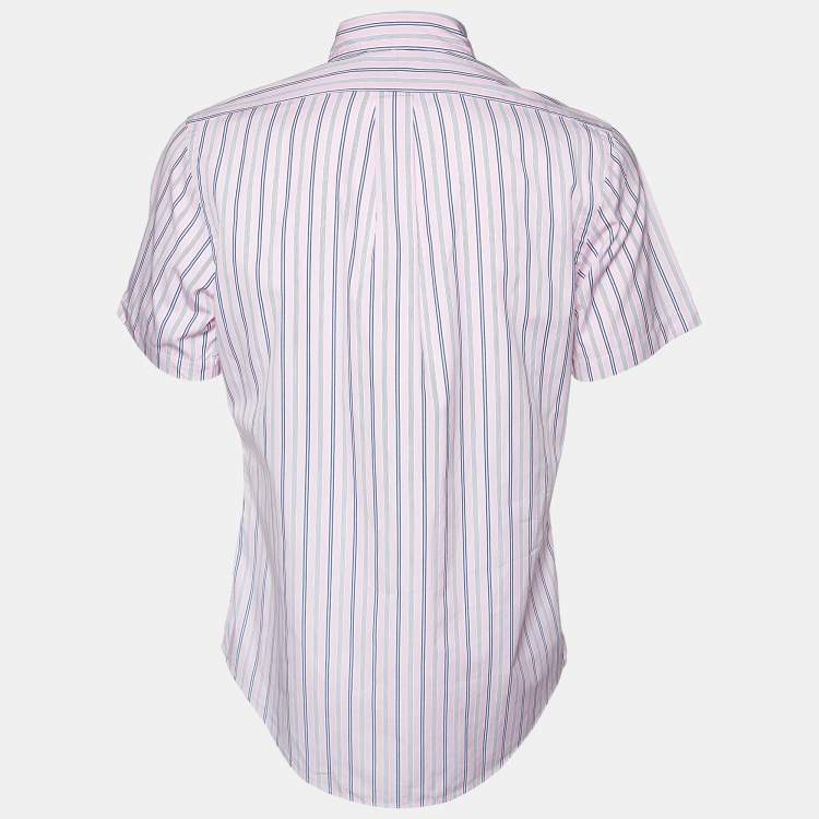 Pre Owned Polo by Ralph Lauren Pink Striped Cotton Half Sleeve Shirt M