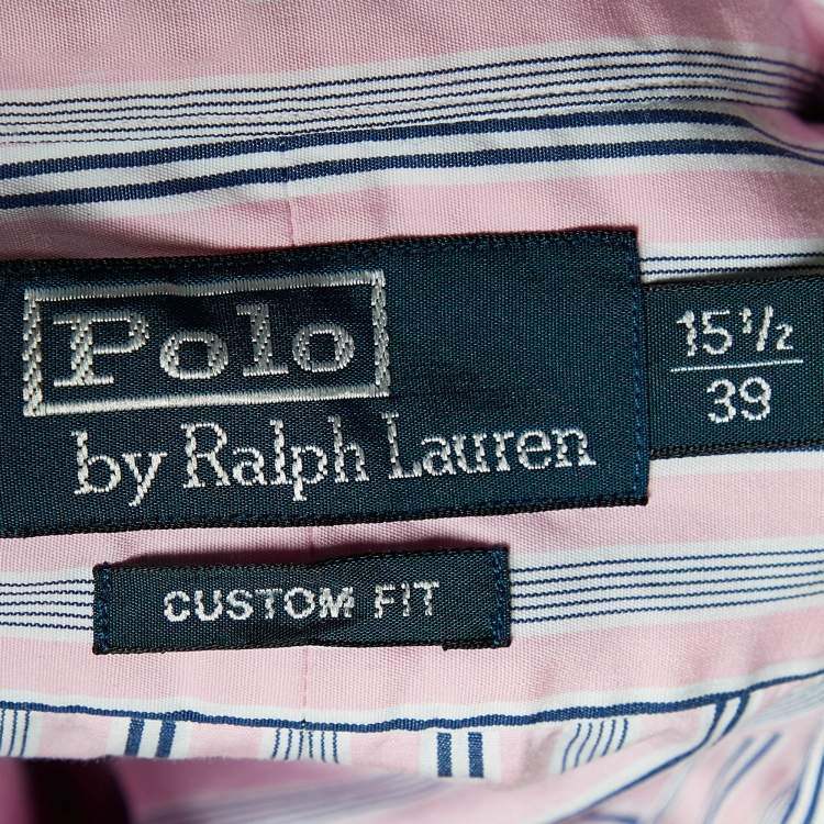 Pre Owned Polo by Ralph Lauren Pink Striped Cotton Half Sleeve Shirt M