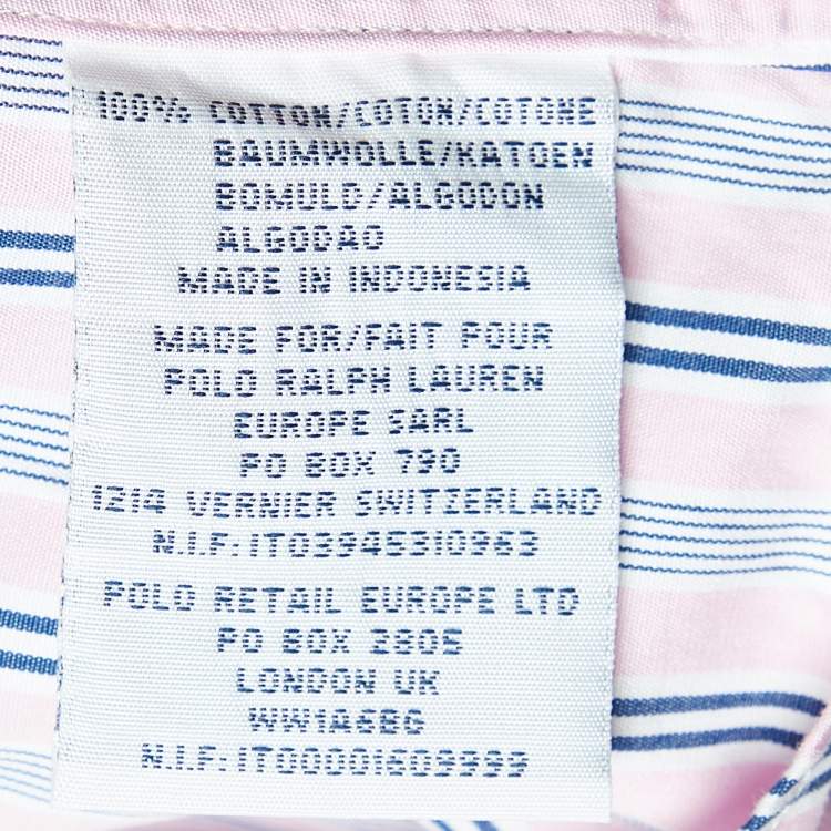 Pre Owned Polo by Ralph Lauren Pink Striped Cotton Half Sleeve Shirt M