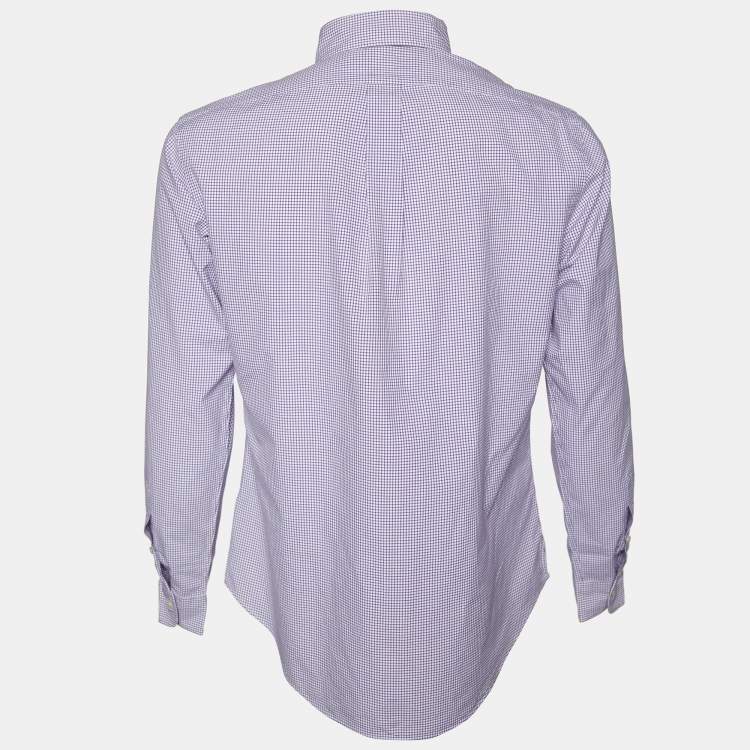 Pre Owned Polo Ralph Lauren Purple Checkered Cotton Custom Fit Shirt L