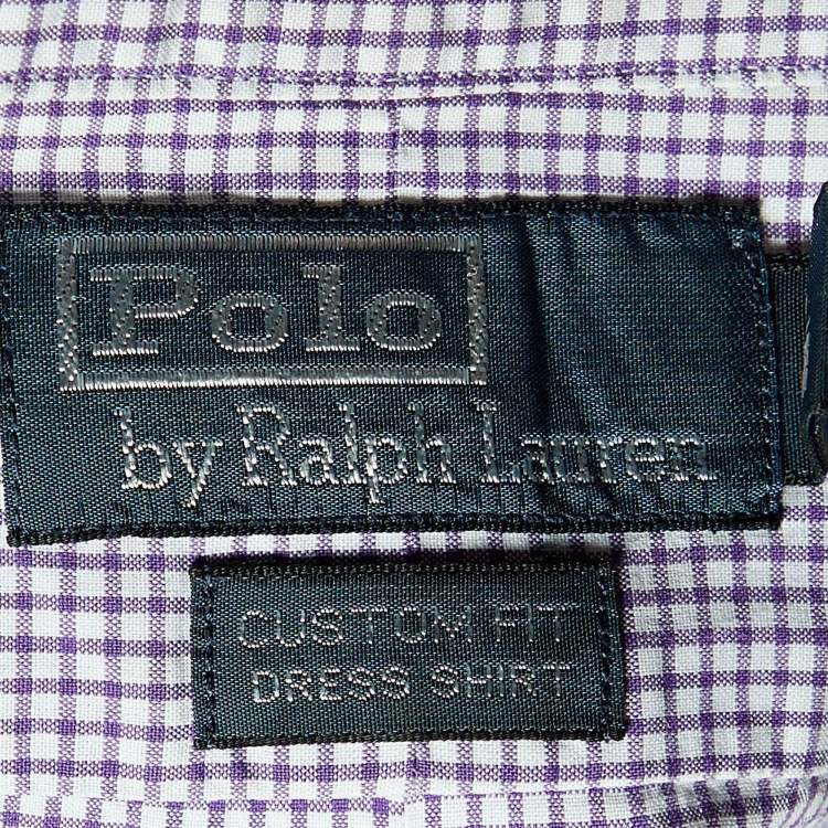 Pre Owned Polo Ralph Lauren Purple Checkered Cotton Custom Fit Shirt L