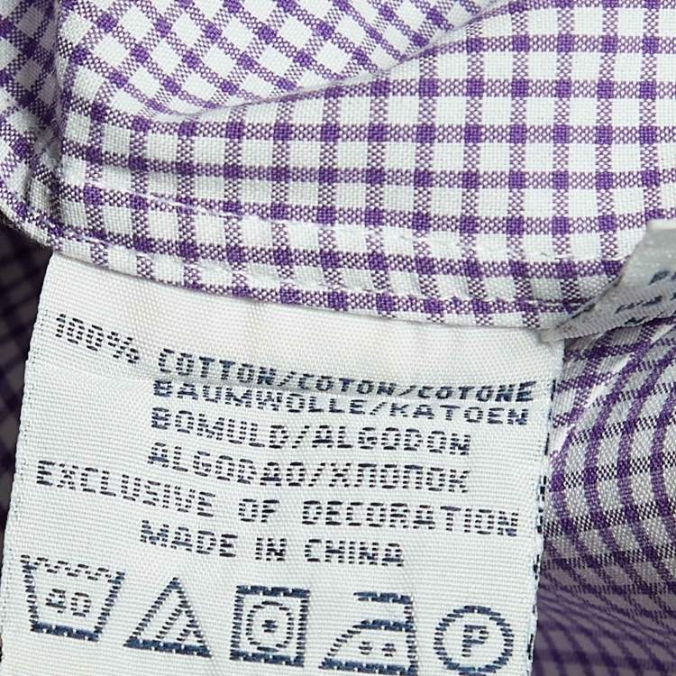 Pre Owned Polo Ralph Lauren Purple Checkered Cotton Custom Fit Shirt L