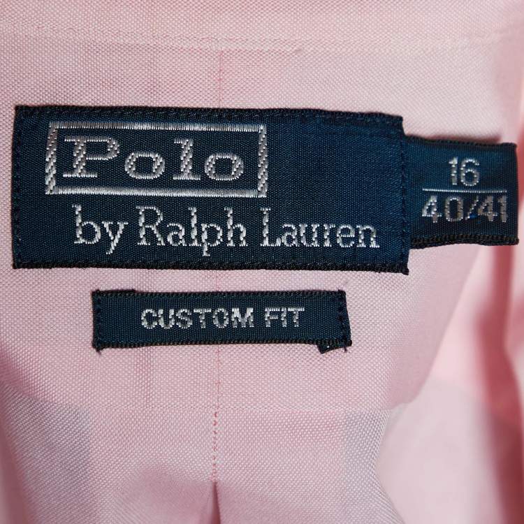 Pre Owned Polo by Ralph Lauren Pink Cotton Custom Fit Shirt L