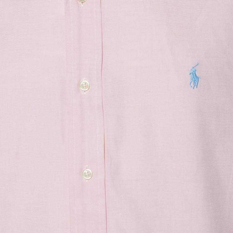 Pre Owned Polo by Ralph Lauren Pink Cotton Custom Fit Shirt L