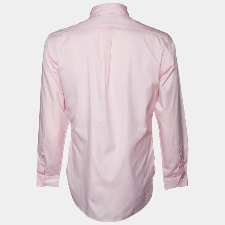 Pre Owned Polo by Ralph Lauren Pink Cotton Custom Fit Shirt L