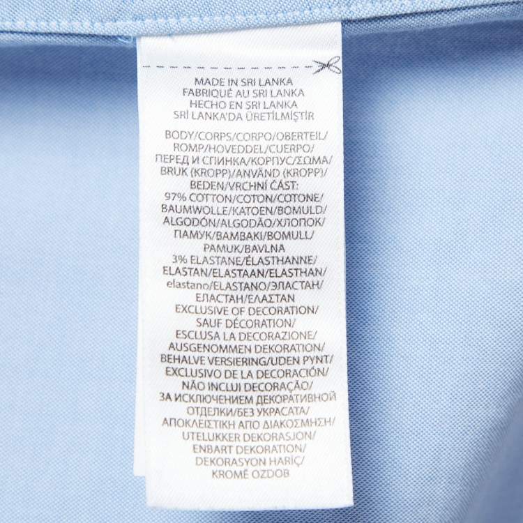 Pre Owned Polo Ralph Lauren Blue Cotton Button Front Custom Fit Full Sleeve Shirt M
