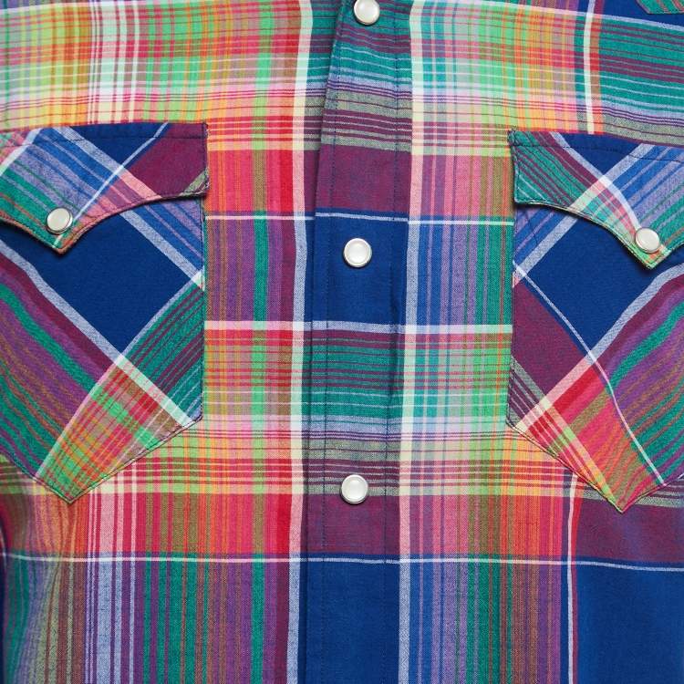Pre Owned Polo Ralph Lauren Multicolor Checked Cotton Button Front Full Sleeve Shirt M