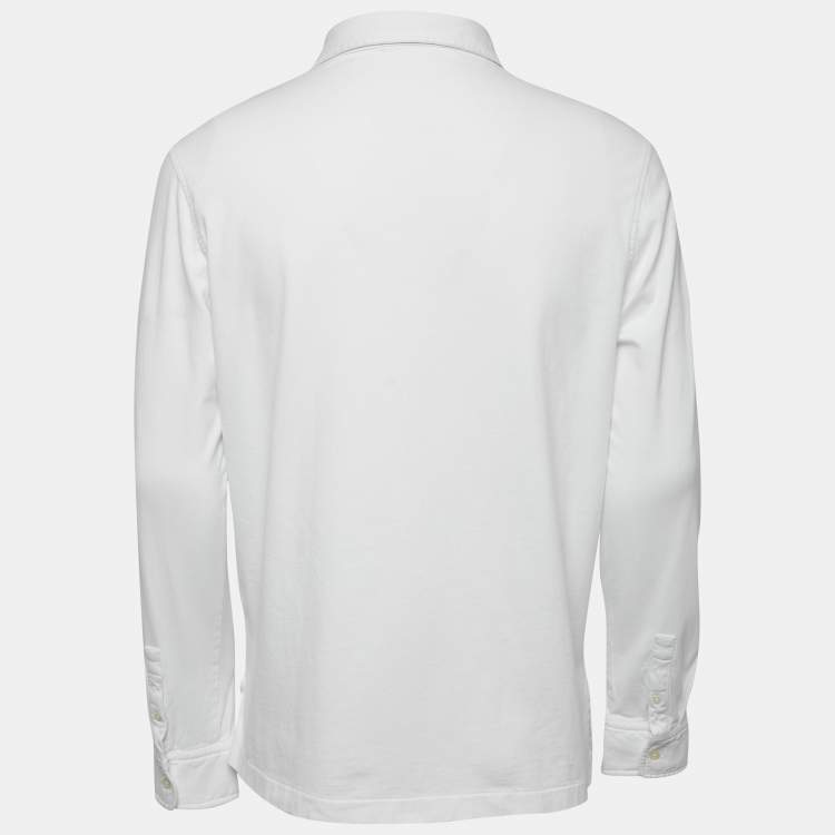 Pre Owned Polo Ralph Lauren White Cotton Knit Full Sleeve T-Shirt L