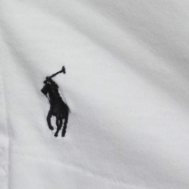 Pre Owned Polo Ralph Lauren White Cotton Knit Full Sleeve T-Shirt L