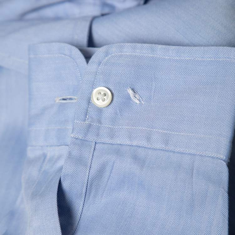 Pre Owned Polo Ralph Lauren Blue Cotton Button Down Classic Fit Full Sleeve Shirt S