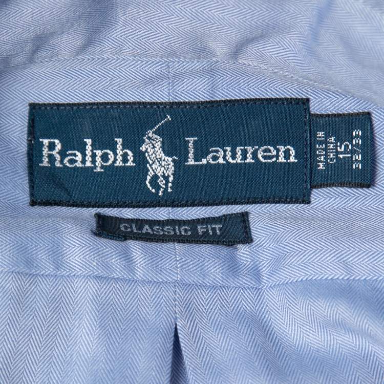 Pre Owned Polo Ralph Lauren Blue Cotton Button Down Classic Fit Full Sleeve Shirt S