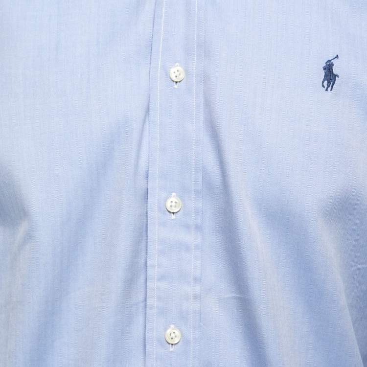 Pre Owned Polo Ralph Lauren Blue Cotton Button Down Classic Fit Full Sleeve Shirt S