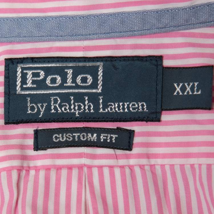 Pre Owned Polo Ralph Lauren Pink Striped Cotton Button Down Full Sleeve Shirt XXL