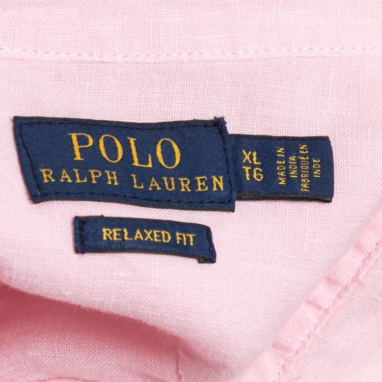 Pre Owned Polo Ralph Lauren Light Pink Linen Relaxed Fit Shirt XL