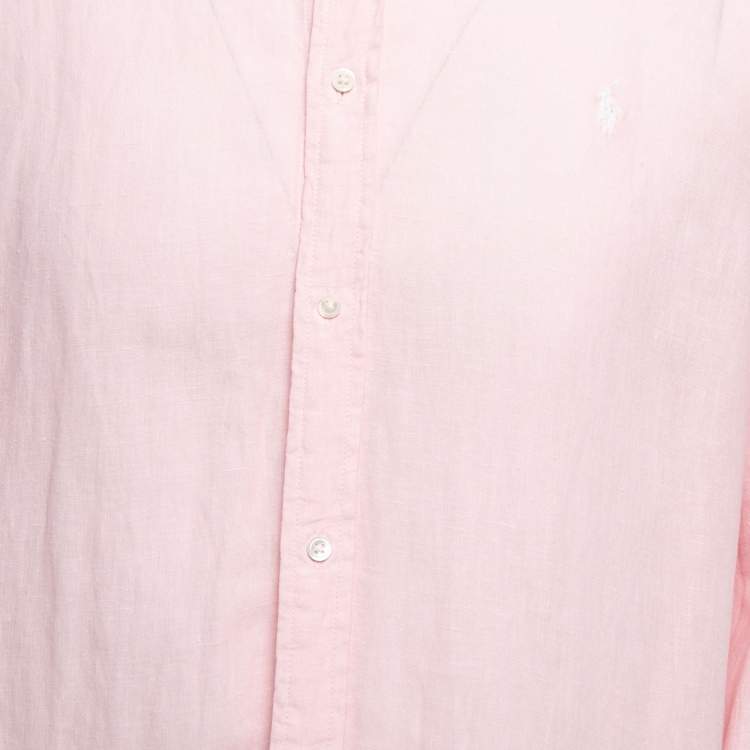 Pre Owned Polo Ralph Lauren Light Pink Linen Relaxed Fit Shirt XL