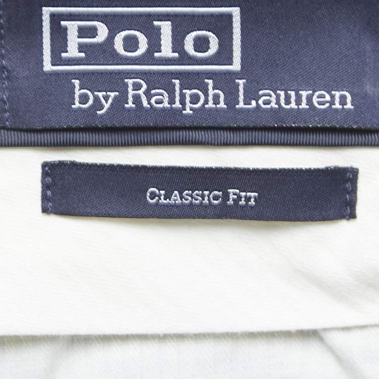 Pre Owned Polo Ralph Lauren Navy Blue Linen Classic Fit Trousers L
