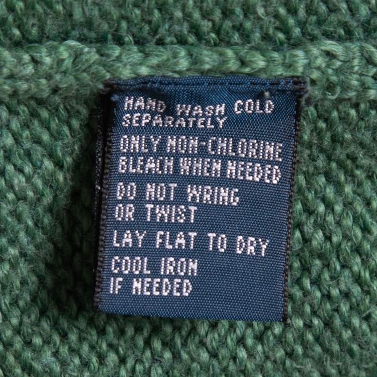 Pre Owned Polo Ralph Lauren Green Cotton Knit Crew Neck Sweater M