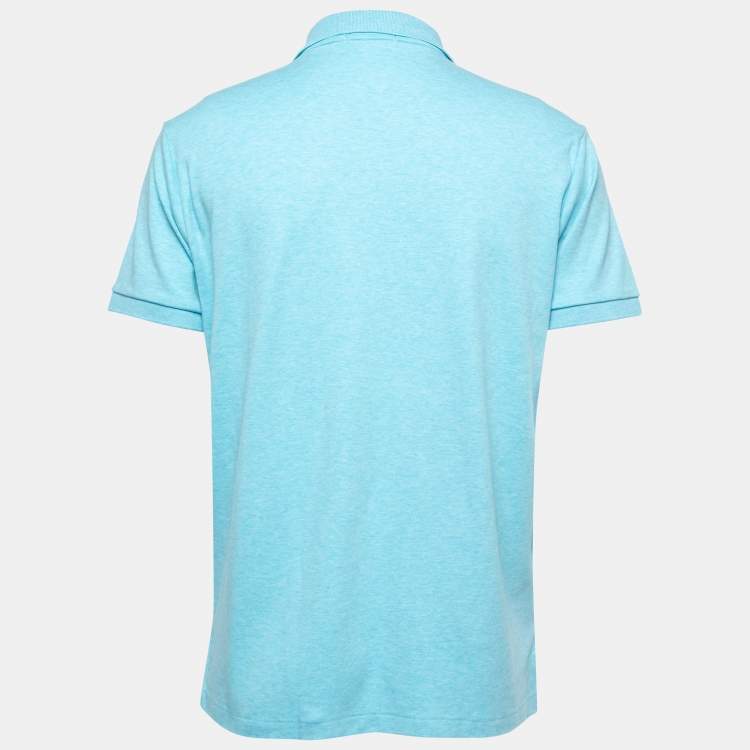 Pre Owned Polo Ralph Lauren Blue Cotton Stretch Half Sleeve Polo T-Shirt L