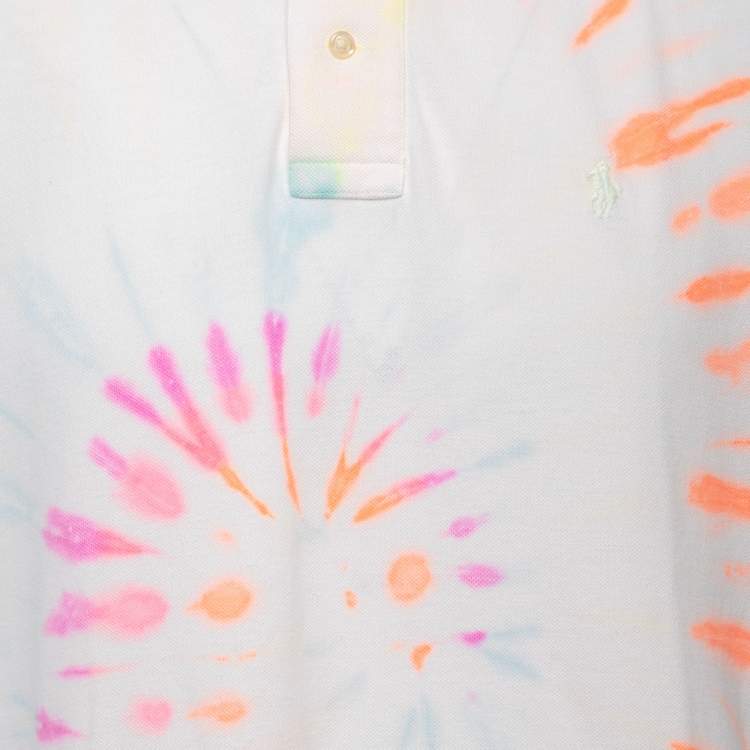 Pre Owned Polo Ralph Lauren Multicolor Tie-Dyed Cotton Pique Polo T-Shirt L