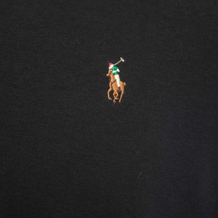Pre Owned Polo Ralph Lauren Black Cotton Knit Polo T-Shirt L