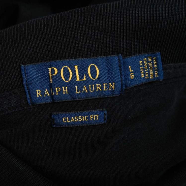 Pre Owned Polo Ralph Lauren Black Cotton Knit Polo T-Shirt L