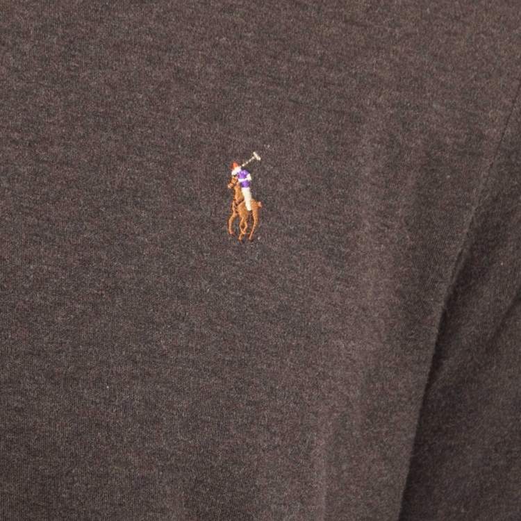 Pre Owned Polo Ralph Lauren Brown Cotton Knit Polo T-Shirt L